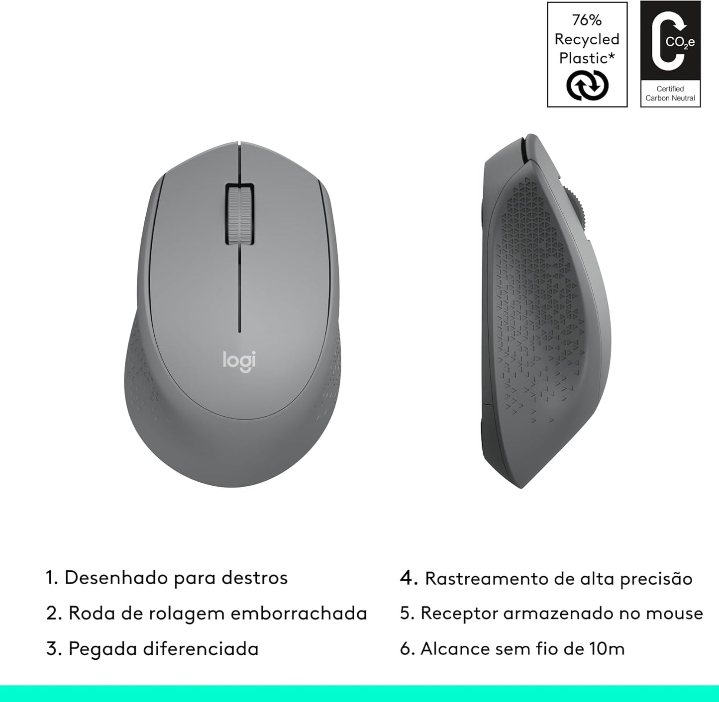 Mouse sem fio - Cinza