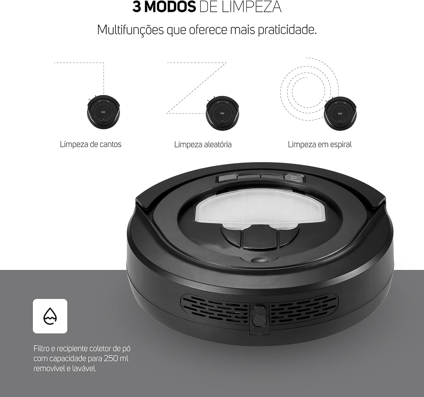 WAP Aspirador de Pó Robô ROBOT W90 3 em 1, Automático.