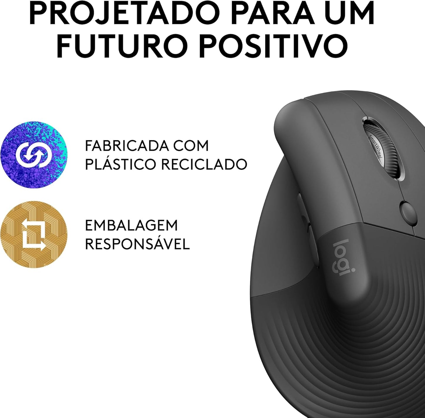 Mouse vertical sem fio Logitech Lift