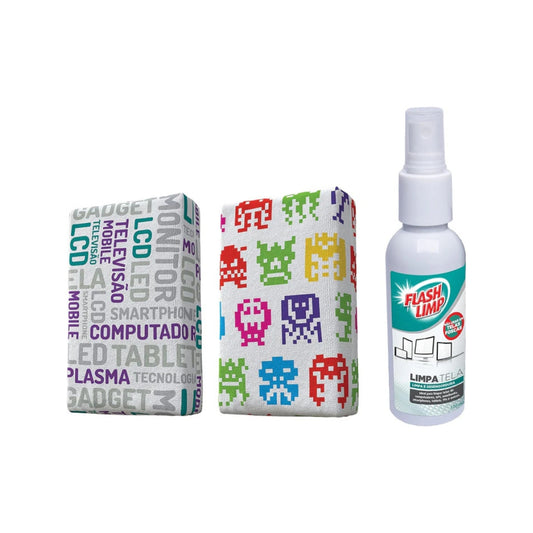 Flash Limp - Kit  2 Esponjas Microfibra e 1 Limpa Telas