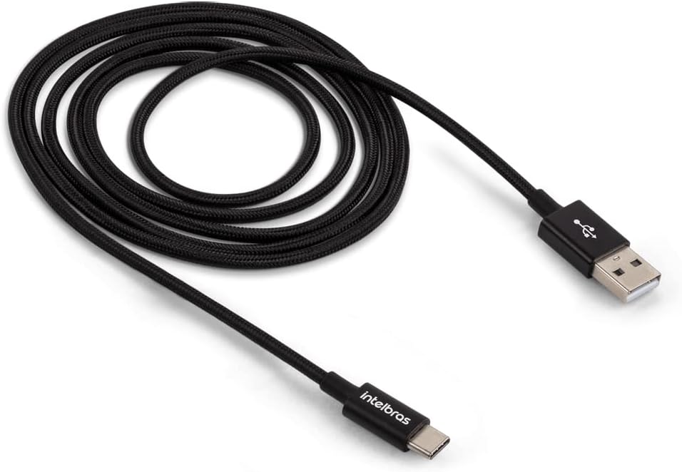Cabo USB-C 1,5m - Nylon, Preto
