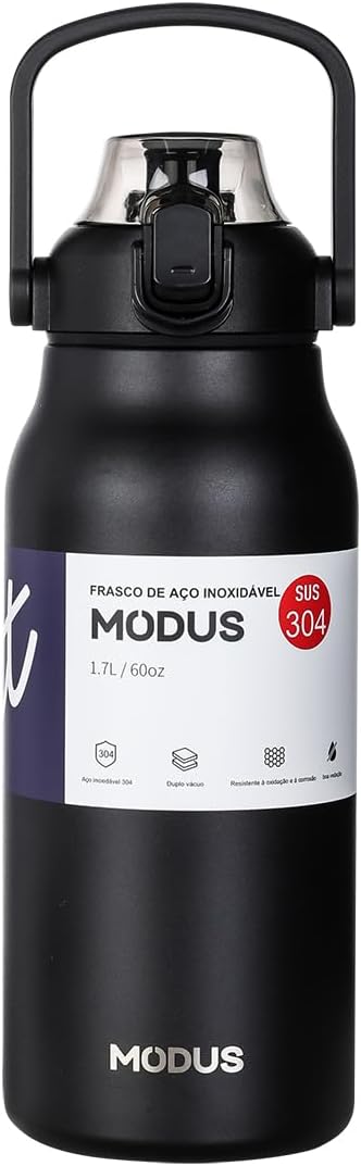 Garrafa Térmica Canudo - 1,7L (Preto)