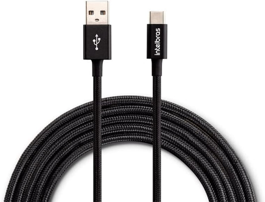 Cabo USB-C 1,5m - Nylon, Preto