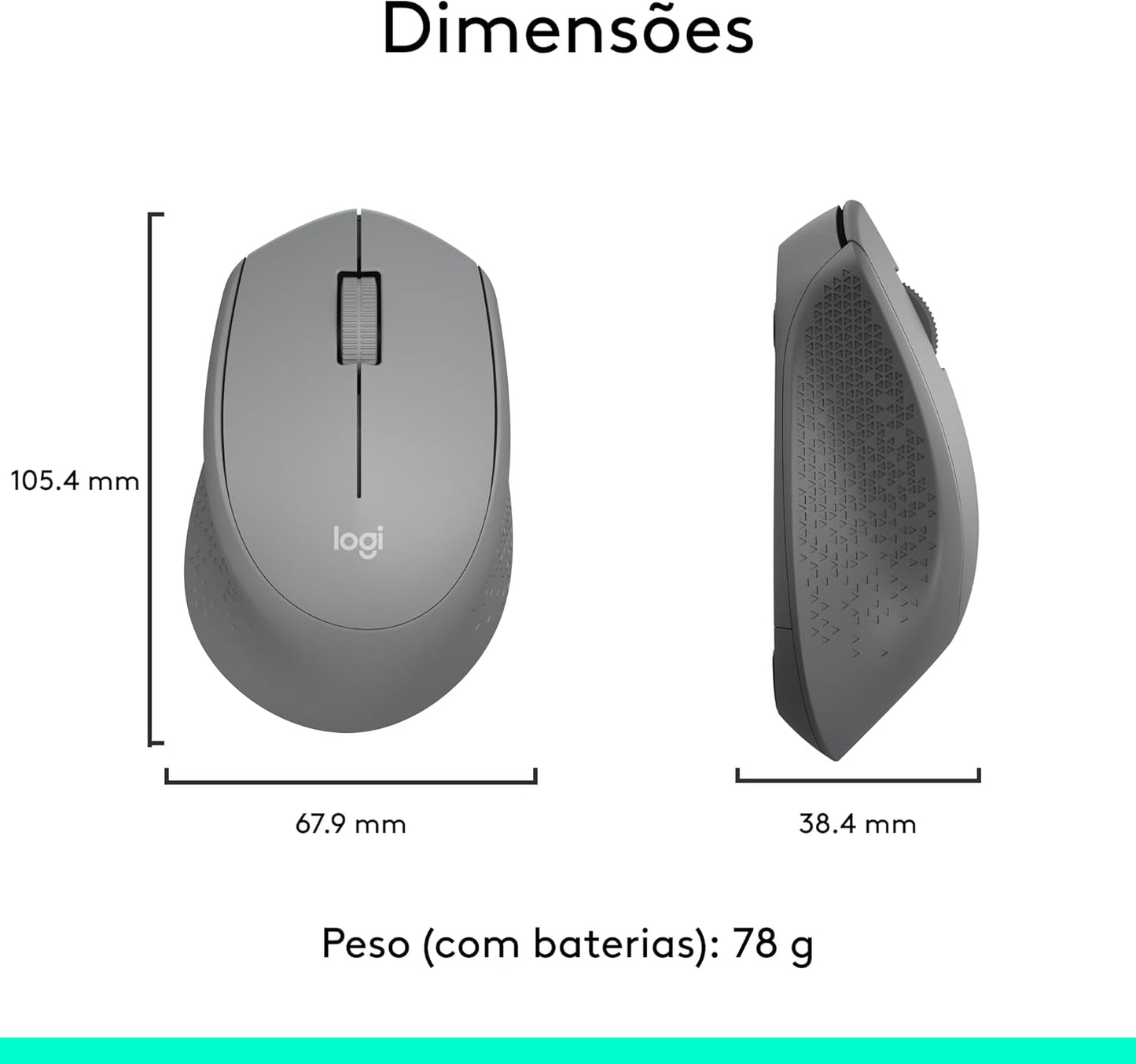 Mouse sem fio - Cinza