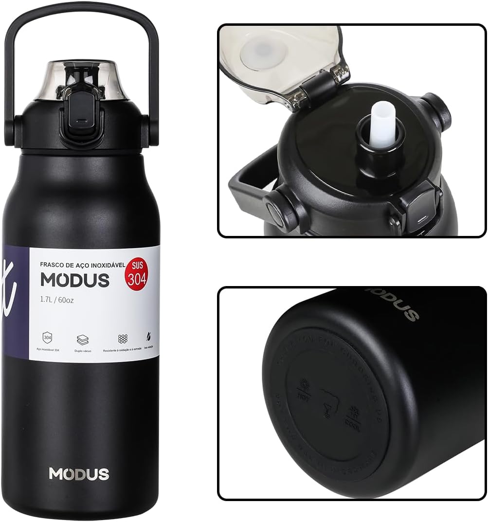 Garrafa Térmica Canudo - 1,7L (Preto)