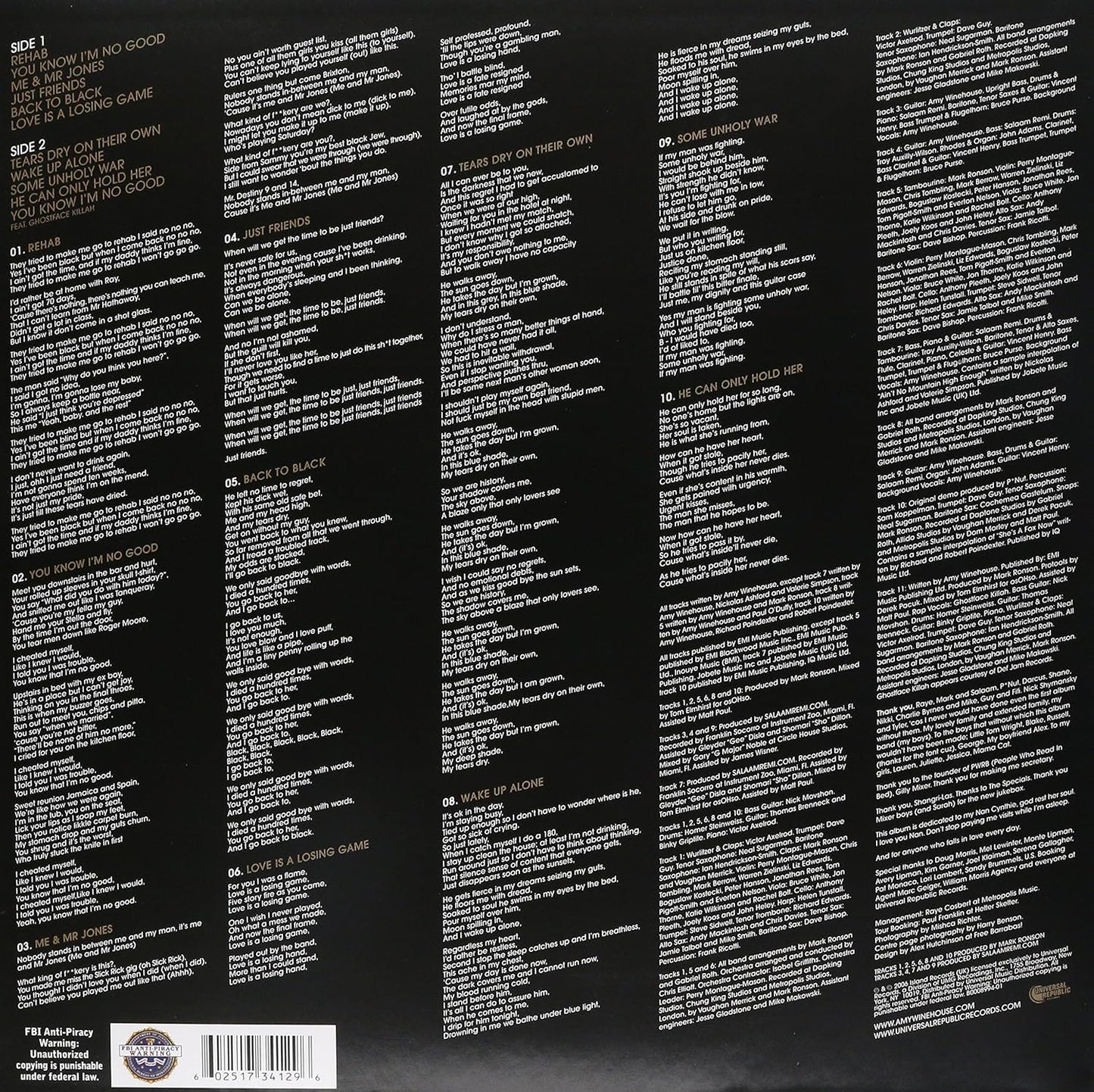 Amy Winehouse, Back To Black - Vinil