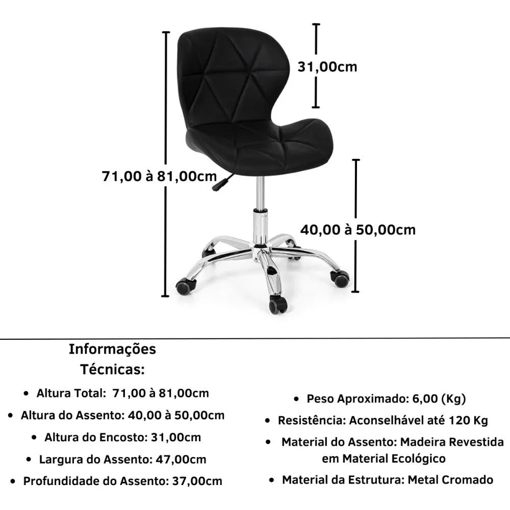 Cadeira De Escritório Eiffel Slim Office Base Giratória