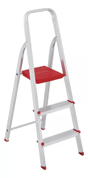 Escada De Alumínio Tesoura 3 Degraus Botafogo Lar & Lazer Esc0062 Vermelho